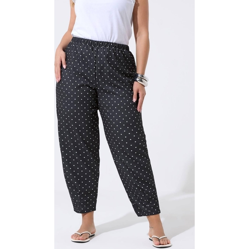Yours Polka Dot Barrel Trousers - Black - Size 12