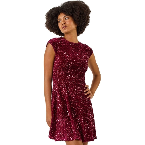 Sequin Bow Back Flare Dress - Roman - 12