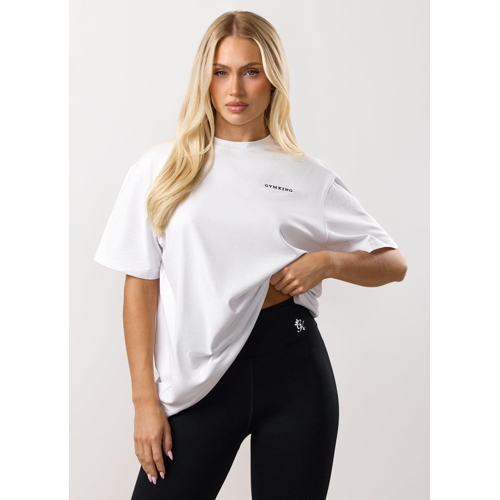 Gym King Boyfriend T-Shirt - White - Oversized - Crew - 14