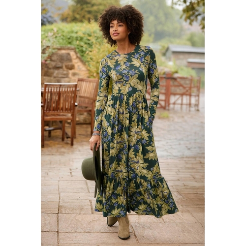 Joe Browns Orla Long Sleeve Jersey Maxi Dress - Floral - Green - 18