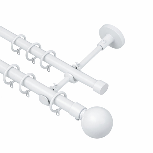 Lister Cartwright Double Curtain Extendable Pole Set - White