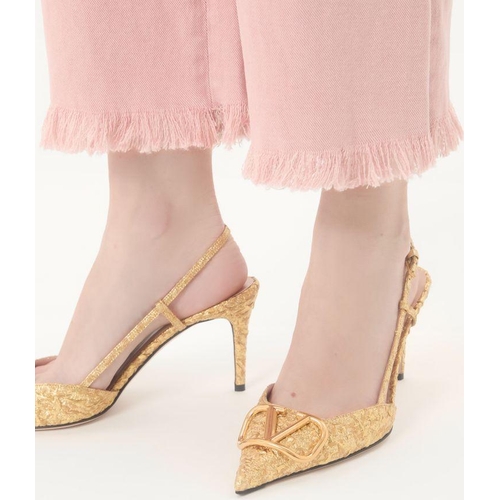 Valentino Garavani VLogo Signature Slingback Pumps - Gold - 2.5