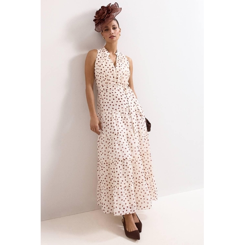 Phase Eight Nita Maxi Dress - Polka Dot - Cream - Size: 8