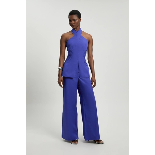 Karen Millen Tailored Halter Jumpsuit - Blue - Size 8