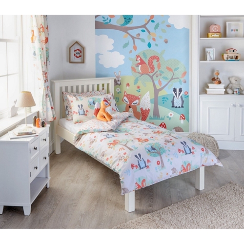 Woodland Kids Printed Pencil Pleat Curtains - Multicolor
