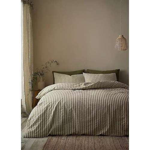 Pineapple Elephant Cotton Rich Woven Stripe Duvet Cover Set - Green