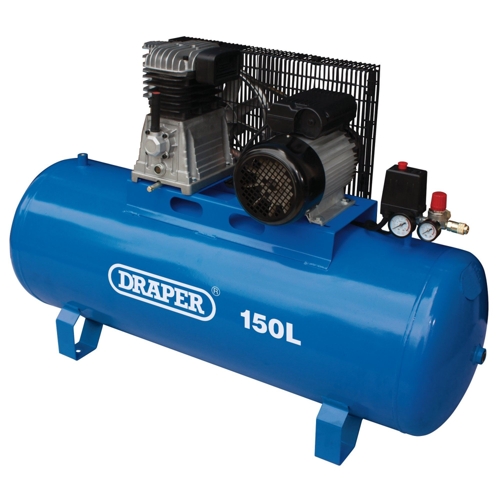 Draper Stationary Belt-Driven Air Compressor - 150L, 2.2kW