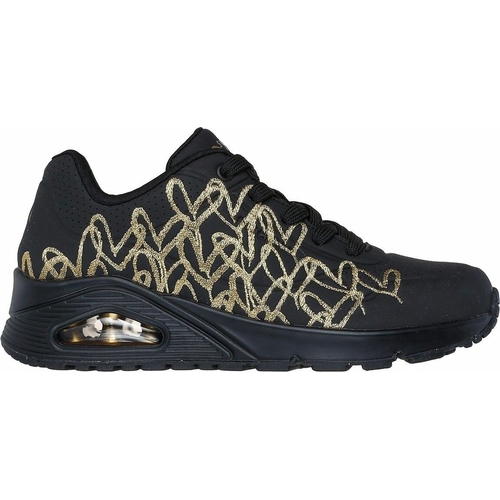 Skechers Uno Golden Heart LaceUp Trainers - Black - 8 UK