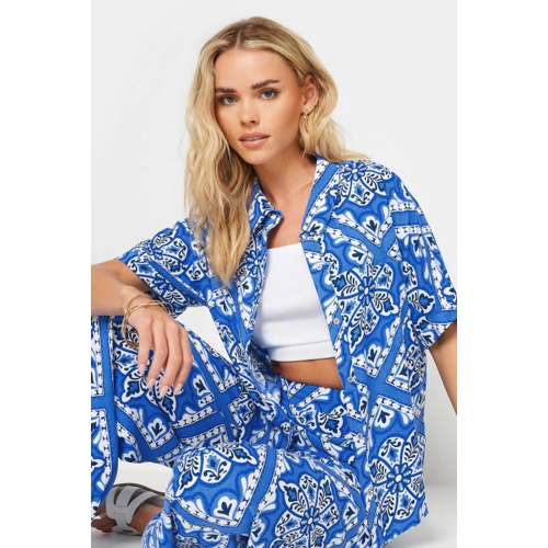 PixieGirl Petite Printed Shirt - Floral - Blue - Size: 12