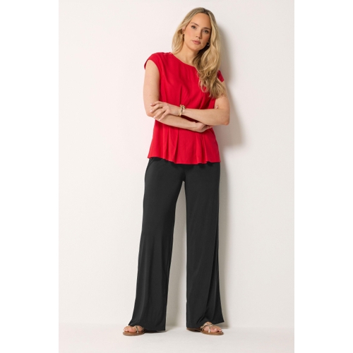 Long Tall Sally Palazzo Wide Leg Trousers - Black - Size: 12