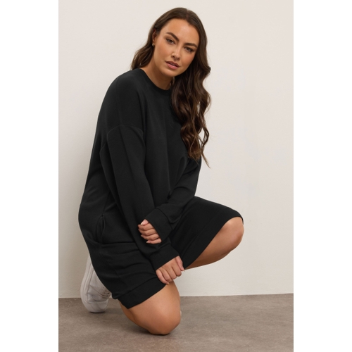 Pocket Sweatshirt Dress - Yours - Black - 26