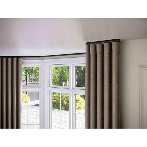 Styleline Gliding Curtain Pole Set with End Cap - Black - 410cm