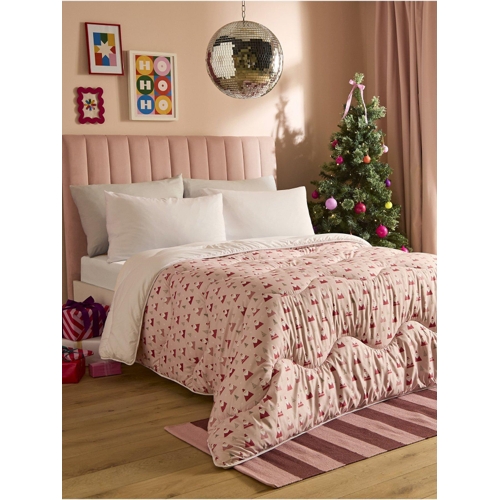 Night Lark Coverless Duvet & Pillowcase Set - Pink Santa - 10.5 Tog