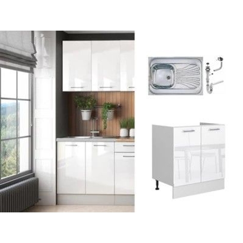 Impact Furniture Ella 2 Door Kitchen Sink Base Unit - White