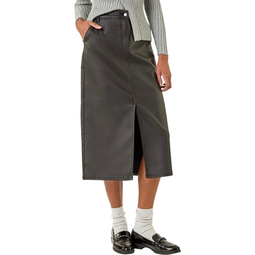 Coated Stretch A-Line Skirt - Roman - Black - UK 12