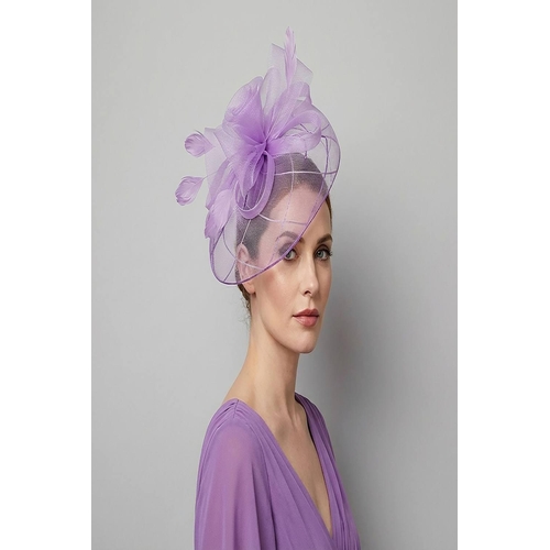 Vellin Large Mesh Bow Fascinator - Purple