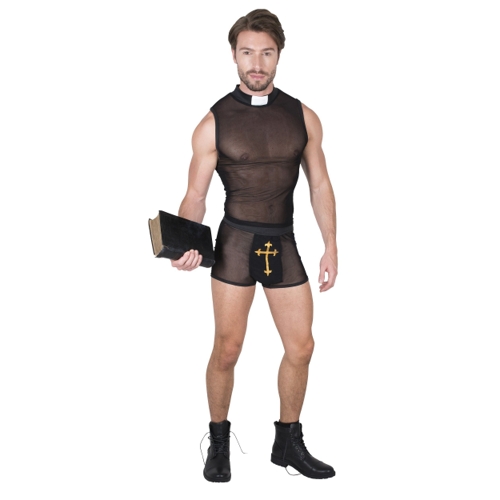 Sinful Priest Costume - Large - Black