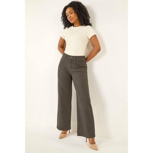 Roman Cotton Stretch Pocket Jean - Brown - Size: 12