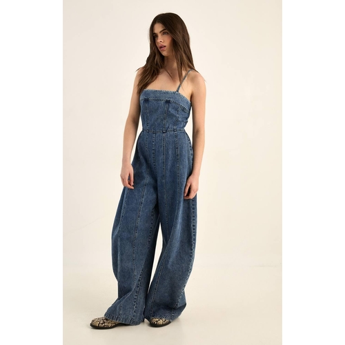 Nasty Gal Denim Jumpsuit - Blue - Size: 10