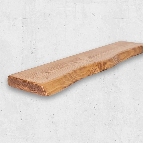 Chill House Ltd Live Edge Rustic Floating Shelf Made From Solid Wood, Industrial Chunky Old - Natural Oak 110 Cm