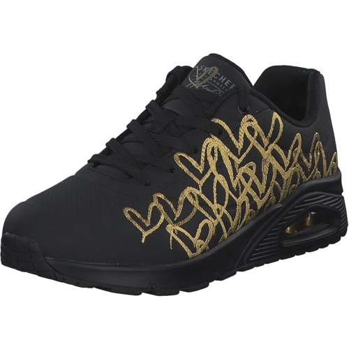 Skechers Uno Golden Heart Lace-Up Trainers - Black - 4 UK