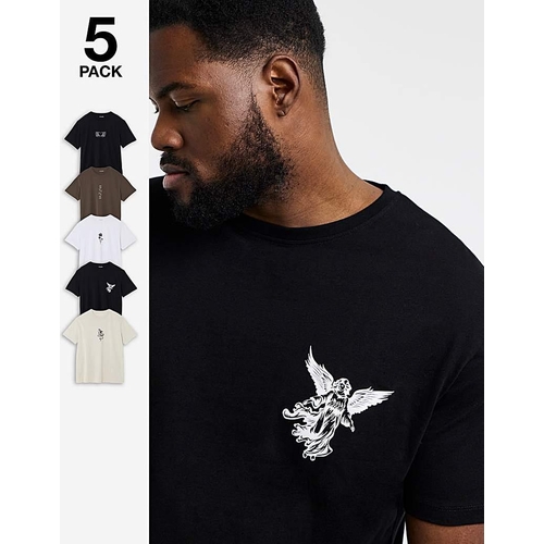 Jack & Jones Wolfie T-Shirt 5 Pack Multi - XXXXL