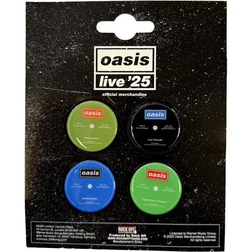 Oasis Single Discs Fridge Magnet Set (Pack of 4) - Black