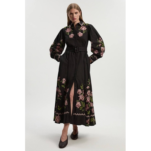 Karen Millen Shirt Dress - Floral - Black - Size: 12