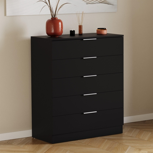 Lassic Trega 5 Drawer Chest of Drawers - Black