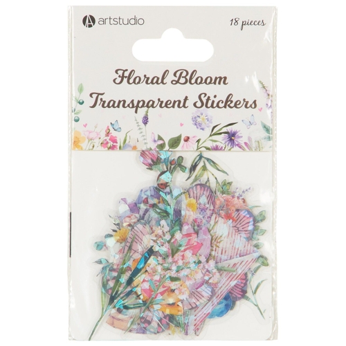 Pack of 18 Floral Bloom Transparent Stickers - Multicolour