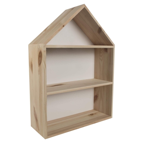 WooDeeDoo Large House Shaped Wooden Wall Shelf - White