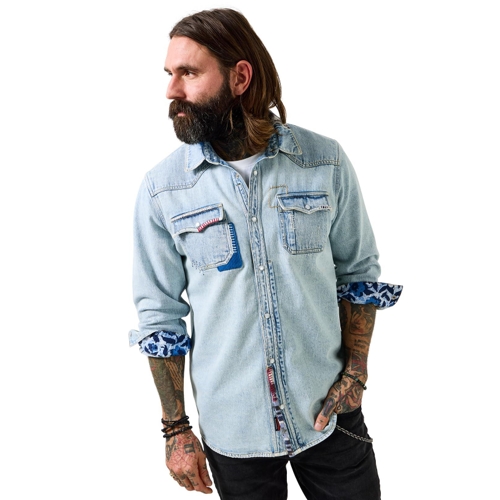 Joe Browns Customised Denim Shirt - Light Wash - XXXL