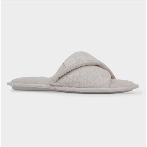 Totes Womens Stone Linen Twist Mule Slipper - Size UK 7