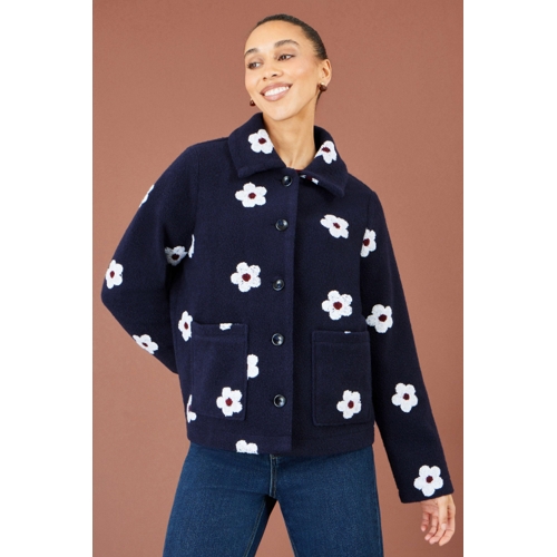 Yumi Embroiderd Daisy Jacket - Blue - Floral
