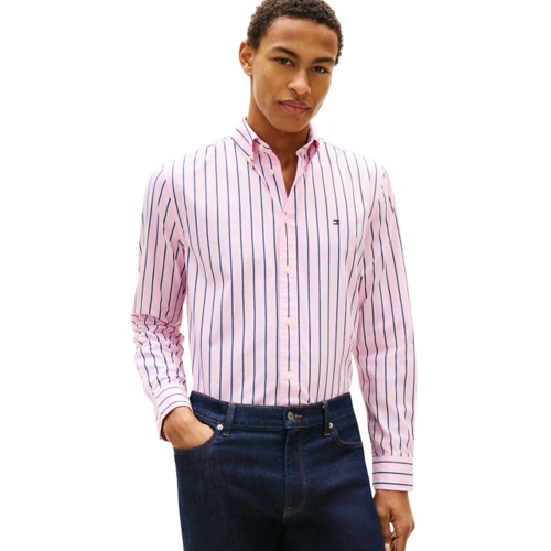 Tommy Hilfiger Polo Shirt - Striped - Pink - S