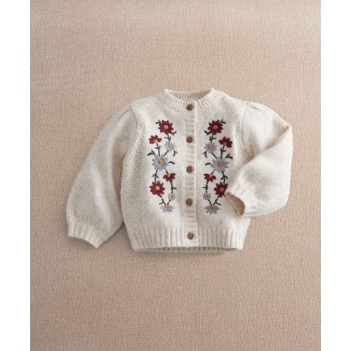 Mamas & Papas Embroidered Flower Cardigan - Cream - Floral - 0-6 Months