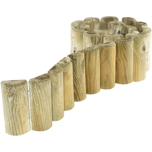 Wooden Roll Picket Log Border Fence - B&Q