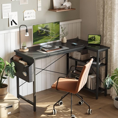 BEXEVUE L Shaped Corner Desk - Black