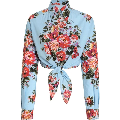 Dolce&Gabbana Floral cotton shirt - Blue - XS - 8
