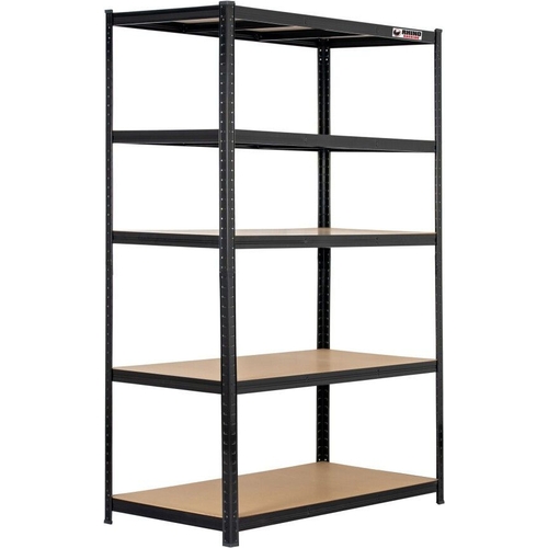 Rhino Racking Shelving Unit - 2 Bays - 180 X 120 X 60Cm - Black - 5 Tier - 1000Kg Load Weight