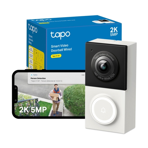 TP-Link Tapo D130 Smart Wired Video Doorbell - Black
