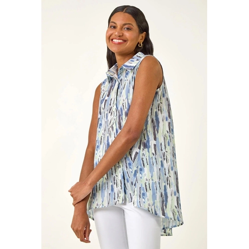 Abstract Print Button Shirt - Roman - Grey - 10