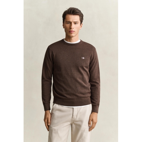 Gant Classic Shield Logo Crew Neck Jumper - Black Brown - M