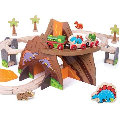 Bigjigs Rail Wooden Dinosaur Train Set - Multi