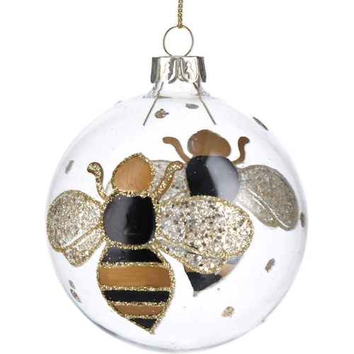 Gisela Graham Bumble Bee Christmas Decoration - 7cm - Black