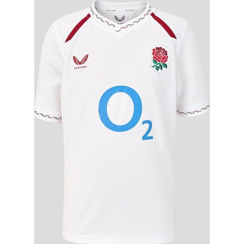 England Rugby Junior's 26/27 Home Replica Shirt - Crew Neck - White - Geometric - XS