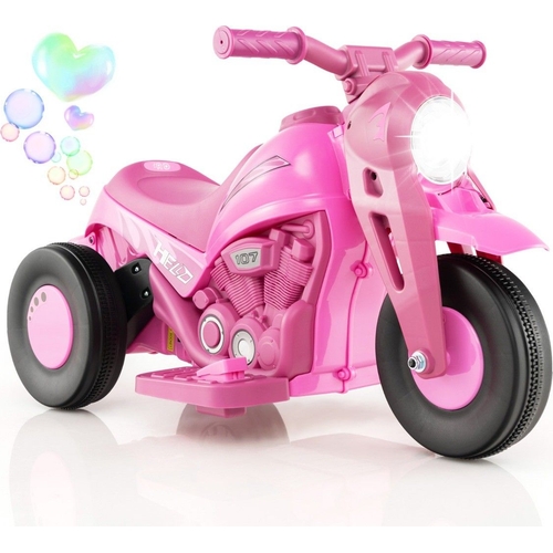 6V Electric Kid Ride on Motorcycle with Bubble Maker - Pink
