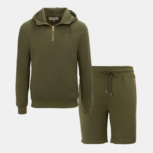 Firetrap Hood Shirt and short Set Mens - Regular - Crew - Green - M
