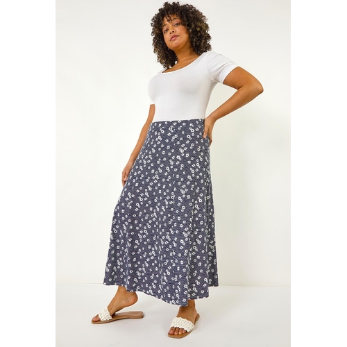 Daisy Print Midi Skirt - Floral - Size 30