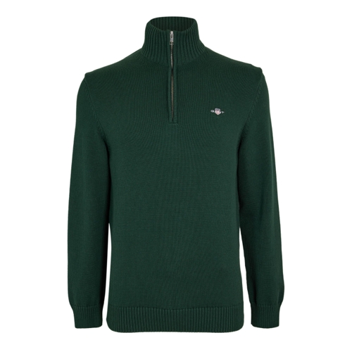 GANT Half Zip Jumper - Dark Green - Cotton